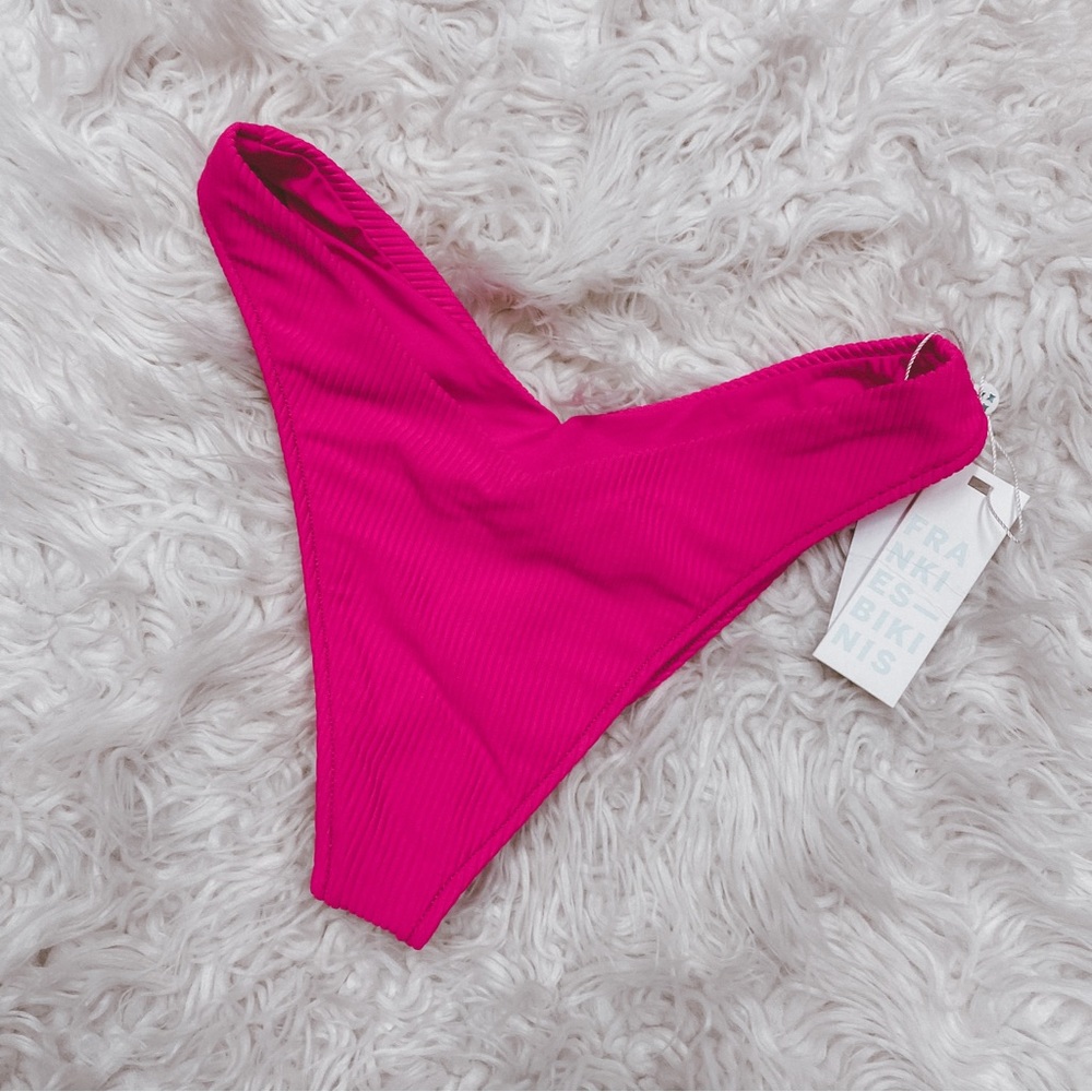 Frankie’s Bikinis butter soft magenta Enzo ribbed high hip v front bottom S